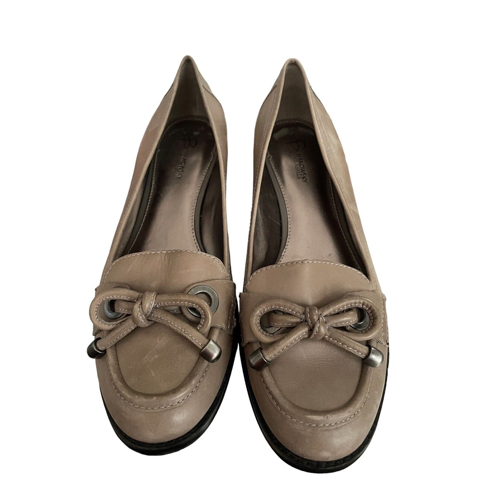 B. Makowsky Classic Woman’s Loafer Bf Golden Loafer Sz8.5 Gray Leather A2119712